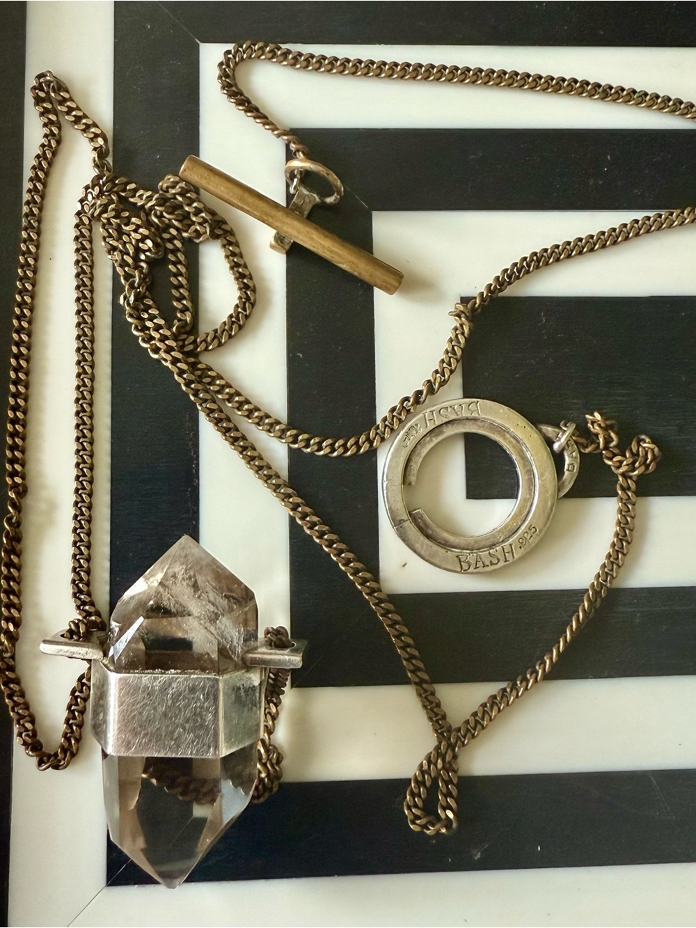 Clear Quartz TALISMAN Necklace in Antique Silver Tone from BASH